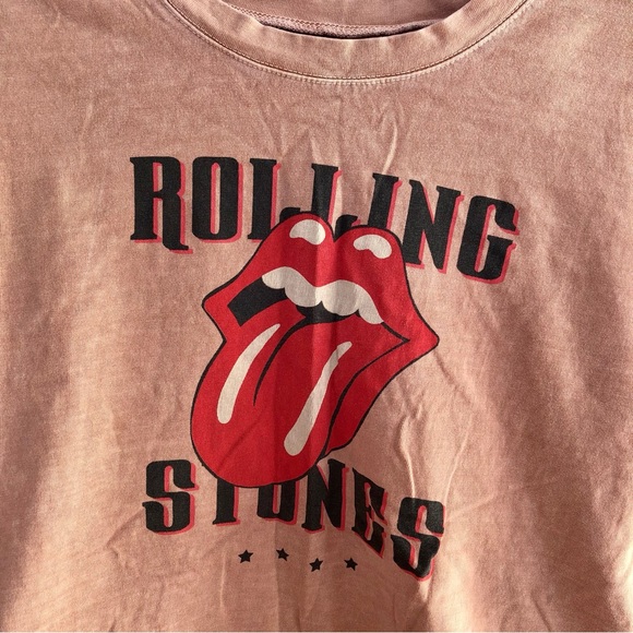 Rolling Stones Cropped Light Brown Short Sleeve T-Shirt - Picture 2 of 5